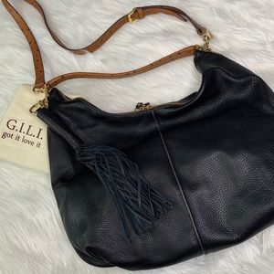 G.I.L.I. Black Leather Hobo Bag